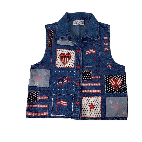 Carolina Blues Large USA Button Front Blouse Patri - Picture 5 of 9